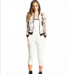 Sheer Floral‎ Mesh Bomber Jacket Blac Chyna